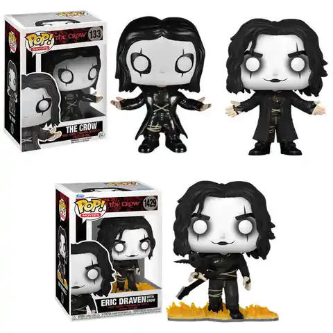 Funko Pop The Crow series Figures Eric Draven With Crow Action Model Toys Ornament Q Version Glows Sculpture Dolls Collectible