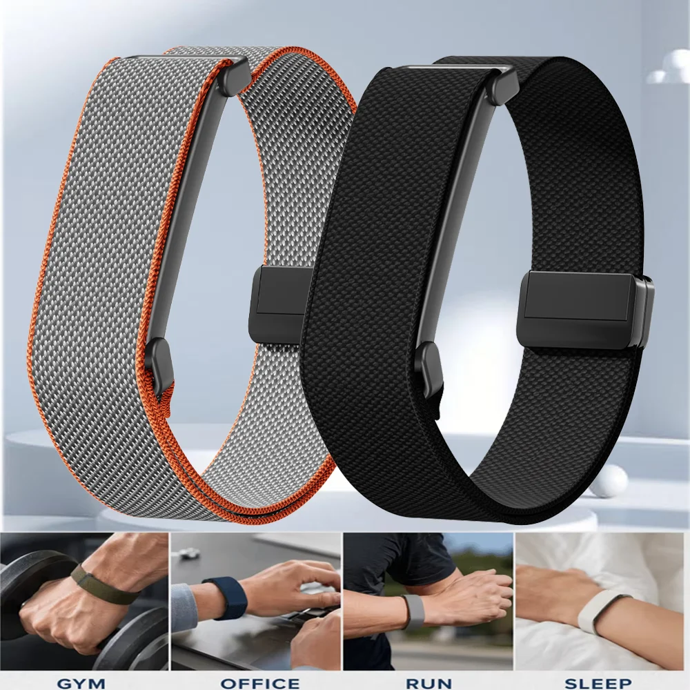 Sportliches, atmungsaktives Nylonarmband + Metallgehäuse für Google Fitbit Air, bequemes, elastisches, magnetisches Armband, Google Fitbit Air-Armband