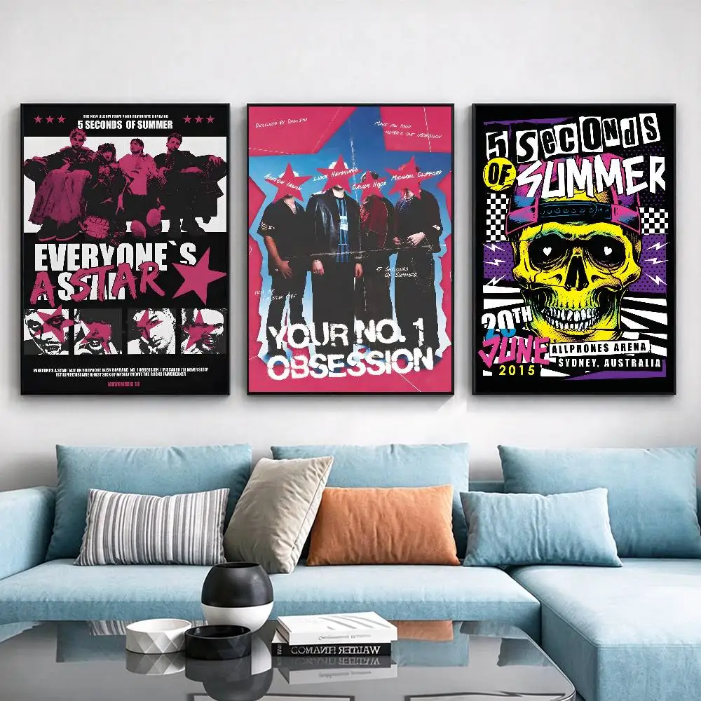 1pc Band 5 S-Seconds Of S-Summer 5SOS Poster Waterproof Wall Art Sticker For Bar Living Room Vintage Decor High Quality Print