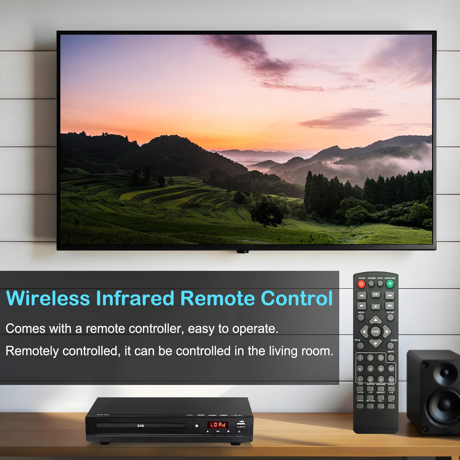 DVD-плеер WOOPKER M238 HD 1080P Дисковый плеер с дистанционным управлением Поддержка USB MP3 MP4 Домашний DVD-плеер для ТВ-проекторов Компьютер