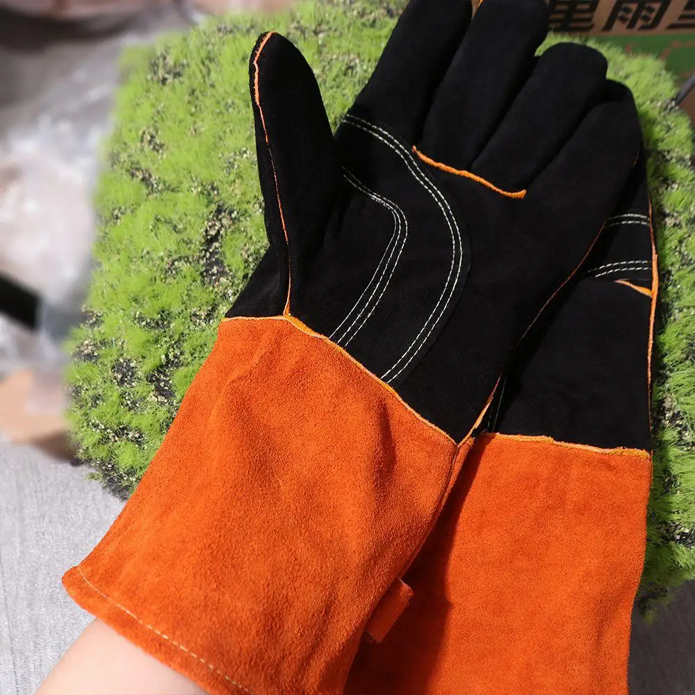 

1 Pair Anti-Heat Leather Welding Gloves Cowhide Leather Acid Resistance Work Safety Glove Wear Resistant Heavy Duty