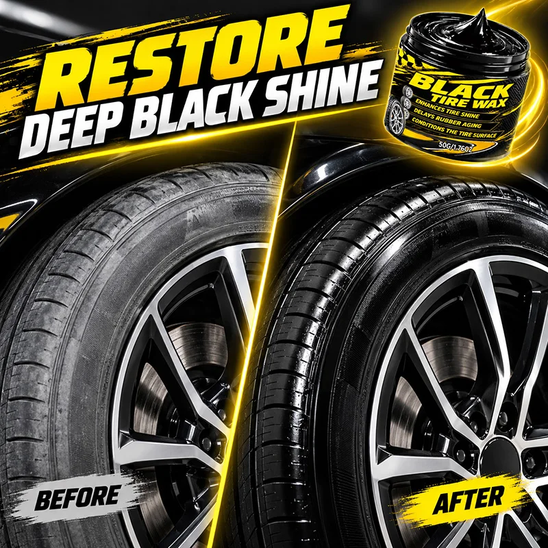 Car Tire Shine Repair Paste For Dull Faded Oxidized Tires Deep Black Restorer Anti Aging Rubber Care Polish