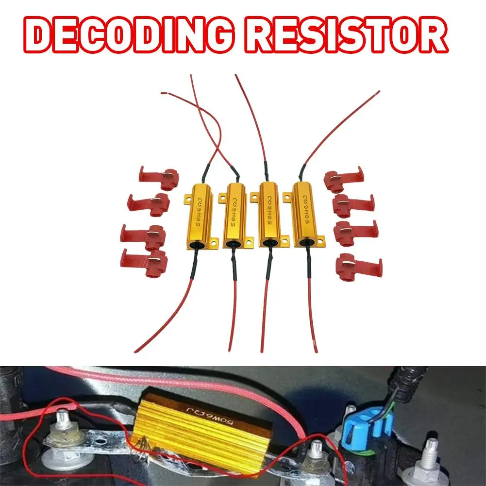 

2 шт. автомобильный светодиодный светильник, алюминиевый корпус, резистор декодера указателя поворота 50 Вт 6R 25 Вт 6RJ 8R 10R Rx24, золотой алюминиевый корпус