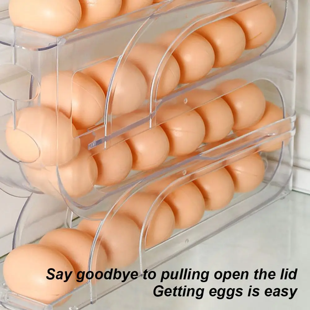 Slide Egg Storage Box Refrigerator Side Door Egg Tray Refrigerator Side Large Capacity Space Saving For Kitchen Egg Storage Box