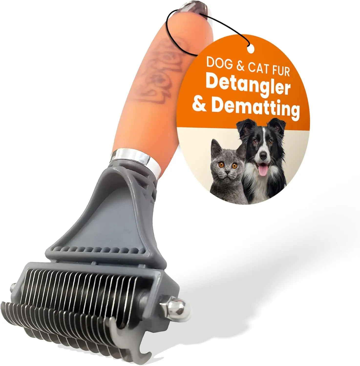 

2-Sided Dematting Comb - Professional Grooming Rake for Cats & Dogs, Long Hair Deshedding Tool, Undercoat Brush