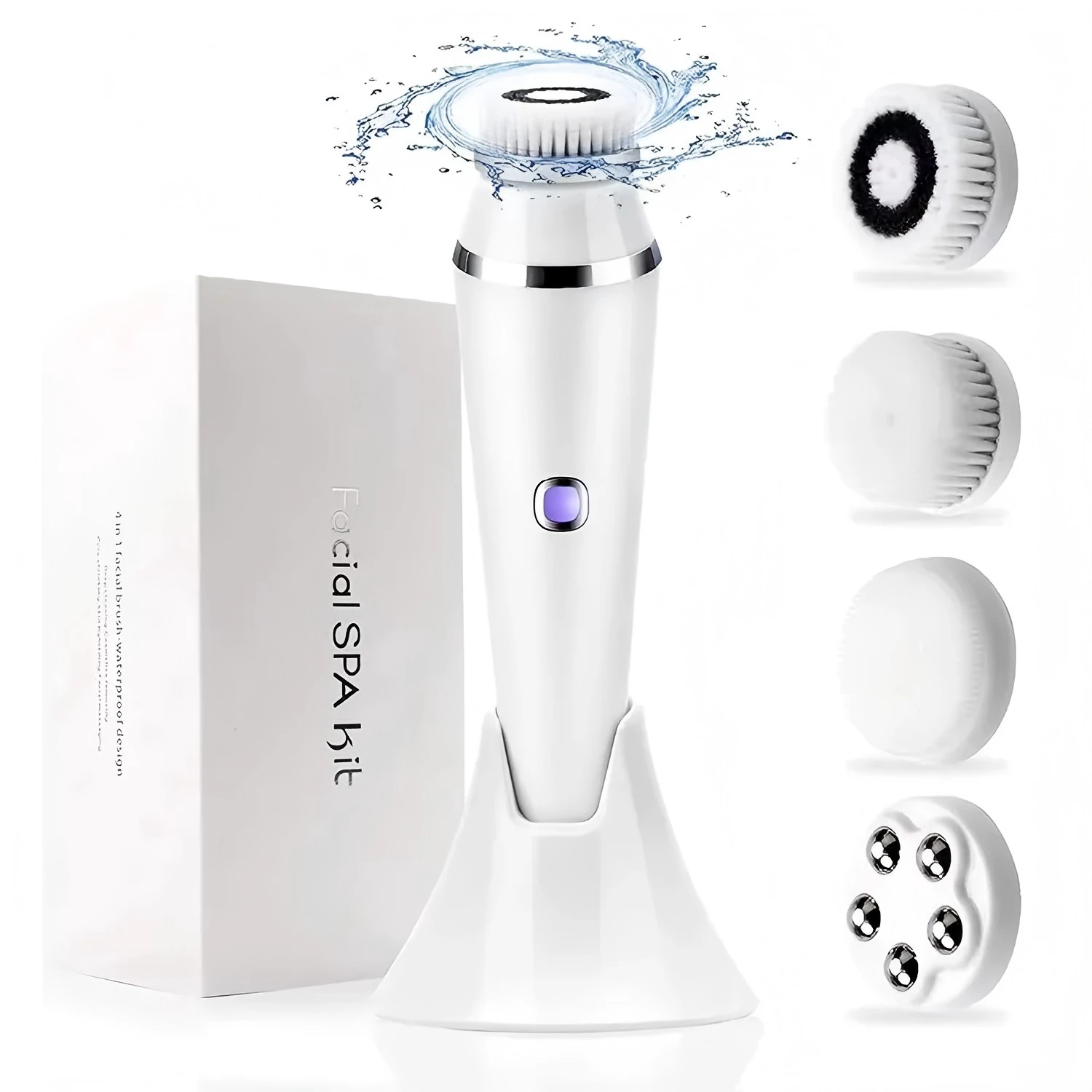 4-in-1 elektrische gezichtsreinigingsborstel Waterdicht IPX7 Gezichtsmassager Reinigingsapparaat voor diepe reiniging Verwijdering Mee-eterporie