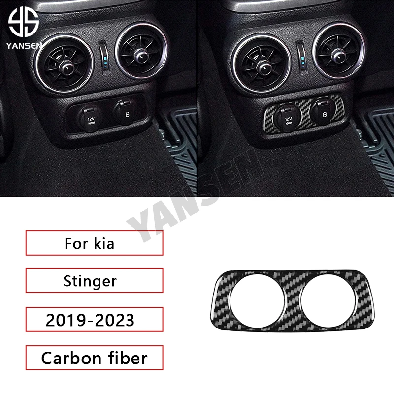 

Car Rear Charging Port USB Hole Frame Trim Carbon Fiber Sticker For Kia Stinger 2019 2020 2021 2022 2023 Accessories