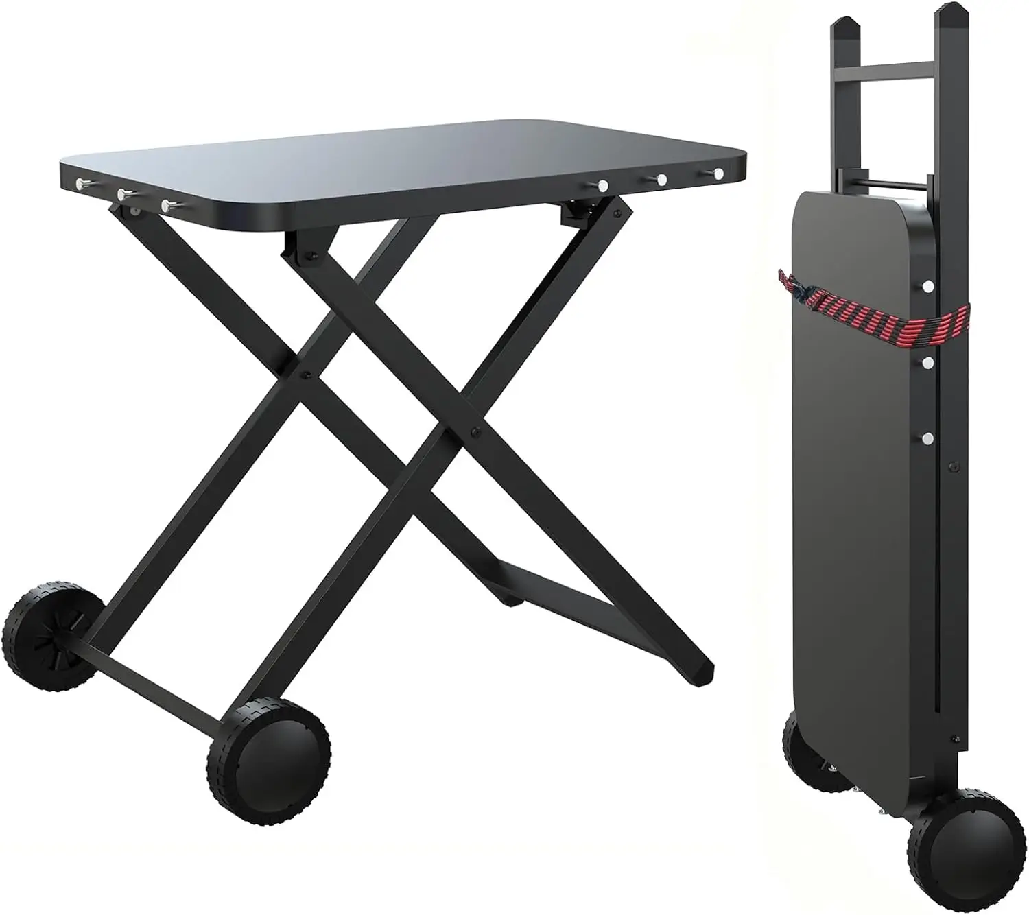 Portable Grill Table, Outdoor Prep Table with 2 Wheels, Pizza Oven Cart for Ninja Woodfire/XL Pro, Weber Q, Blackstone