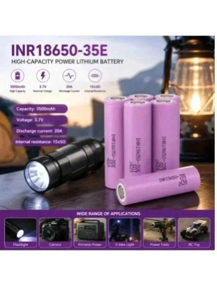 INR18650 35E 3500mAh Wiederaufladbare Lithium-Ionen-Batterie 3,7V Hochkapazitäts-18650-Zelle EU-Lieferung für E-Bike Taschenlampe Staubsauger DIY-Pack