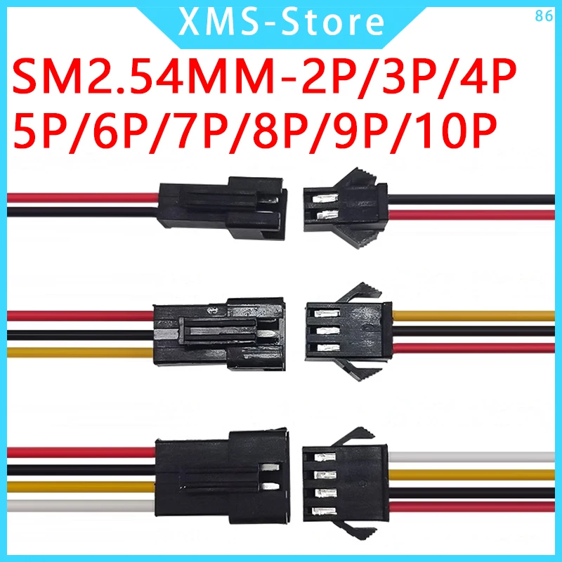 5 sets SM2.54MM 2/3/4/5/6/7/8/9/10P JST LED Connectors,Male And Female Connector for 3528 5050 RGB RGBW RGBWW LED Strip light