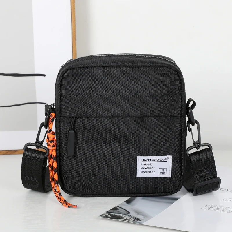 Messenger Sling Bags For Men Casual OXford cloth Small Zipper Crossbody Pouch Simple Mini Crossbody Shoulder Bag Black Men Bag