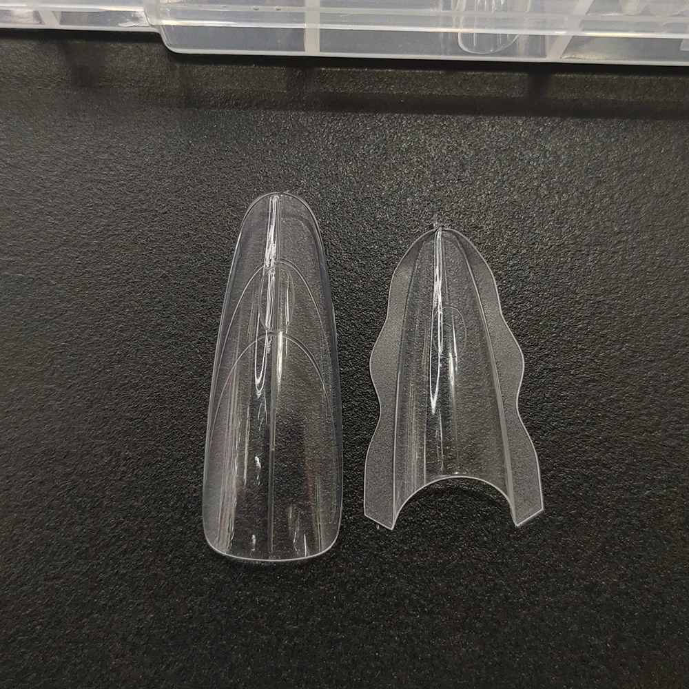 180개/박스 듀얼 네일 폼 15사이즈 혼합 연장-듀얼 폼 롱 코핀 아몬드 네일 팁 상하 매니큐어 폼 도구