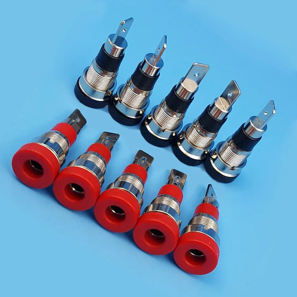 10pcs Brass 4mm Banana Female Jack Chassis Panel Mount Binding Post Connector with 30 60VDC/Max 24A for DIY Audio Speaker