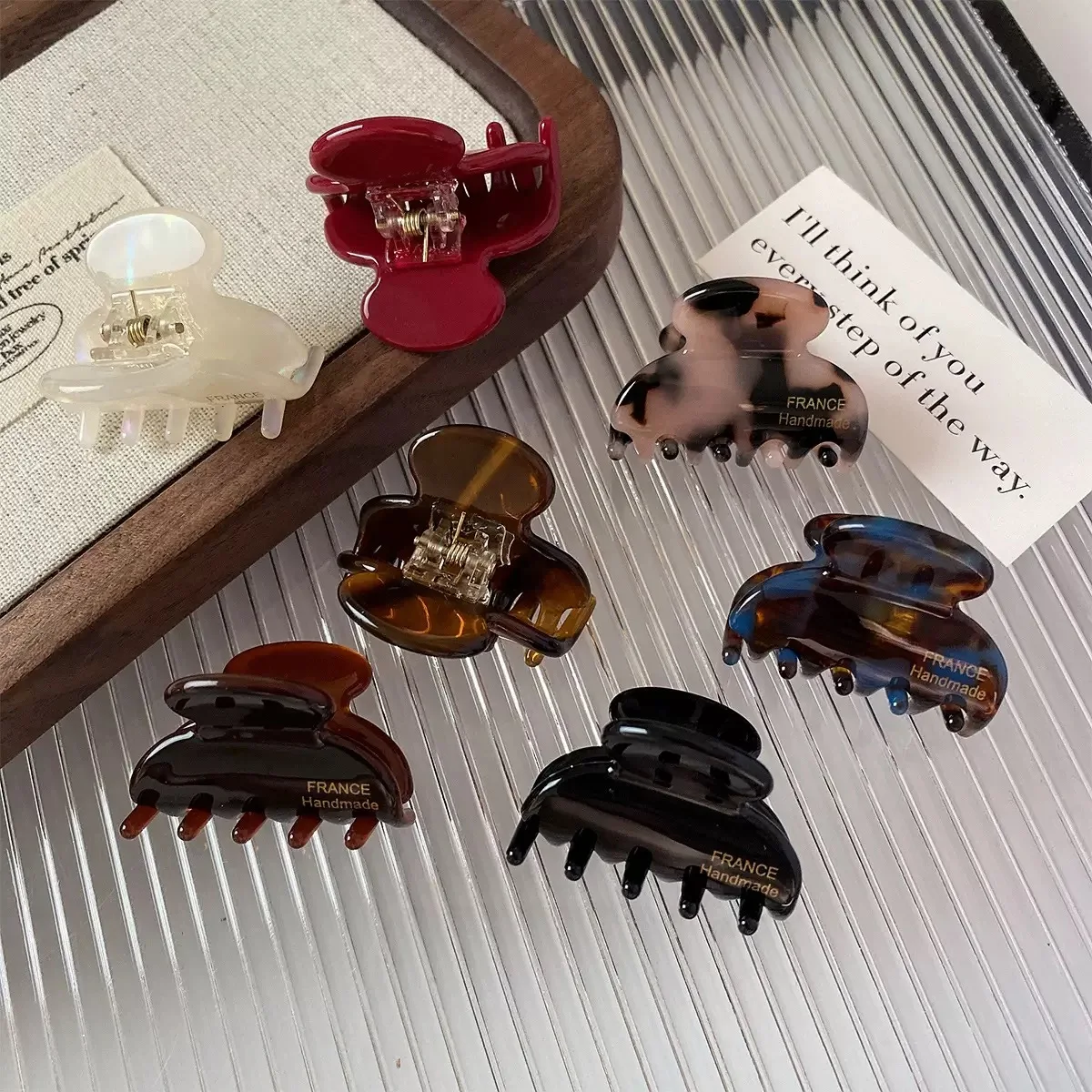 Elegant France Acetate Leopard New Hair Claw Small Size Sweet Style Hair Clip 3.5CM Shark Clip Women Hair Accessories Headwear