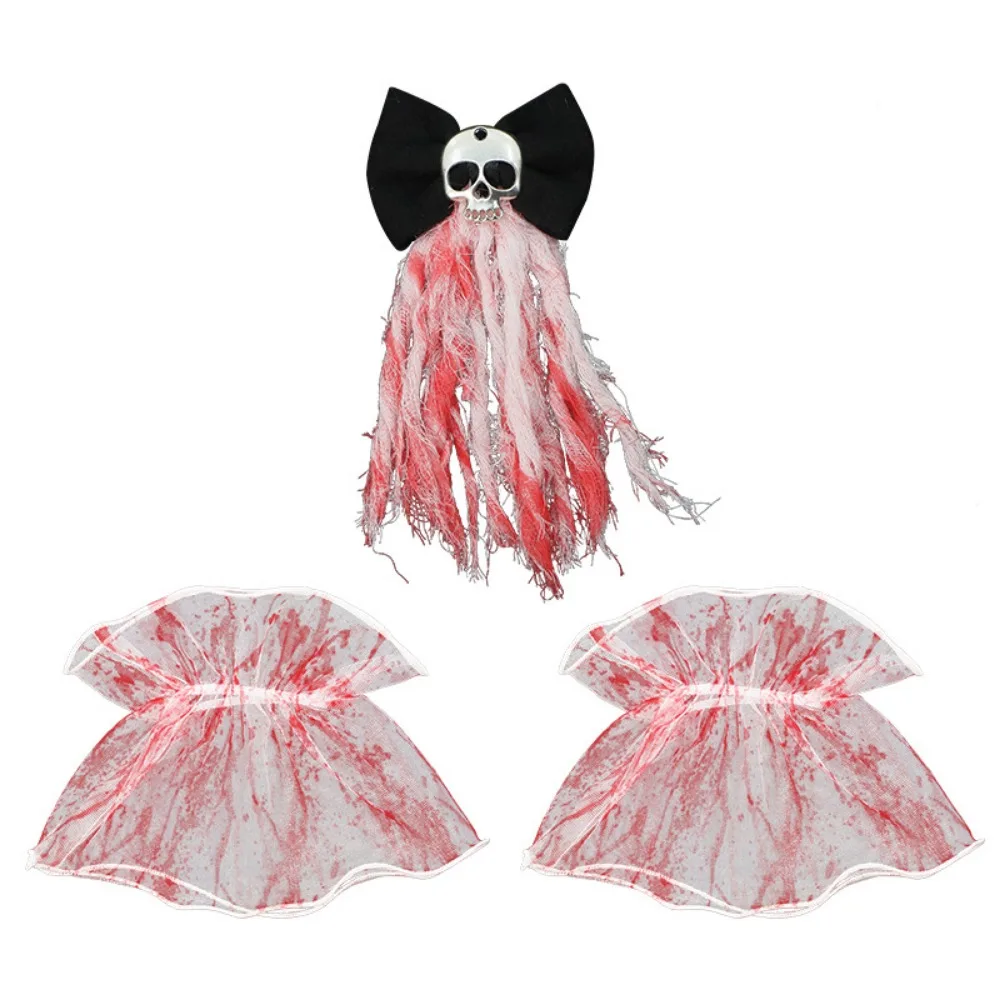 

Rose Halloween Bridal Headwear Gothic Dark Hairpin Skeleton Hand Rose Hairpin Skeleton Bloodstain Ghost Bride Set Cosplay Prop