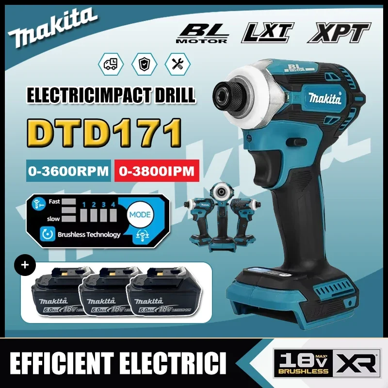 

Makita DTD171 Brushless Impact Driver Rechargeable Screwdriver Drills Cordless Power Tools 18V BL Motor Bare Tool Unit