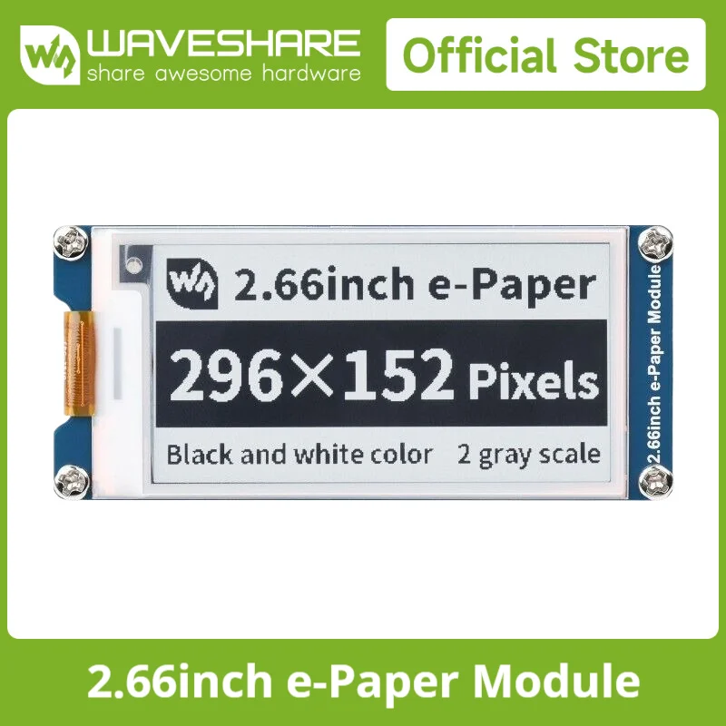Fotografia 3: Waveshare 296*152, módulo de exibição de tinta eletrônica de papel eletrônico de 2,66 polegadas, preto/branco