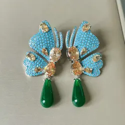 Bilincolor Fashion Blue Butterfly Earring for Women