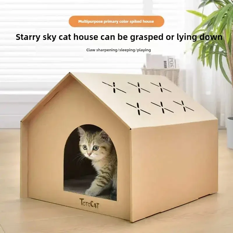 Cat Scratcher Lounge for Indoor Cats Cardboard Scratching Toy with Scratch Pads Paper Cat House Pet Play Feline