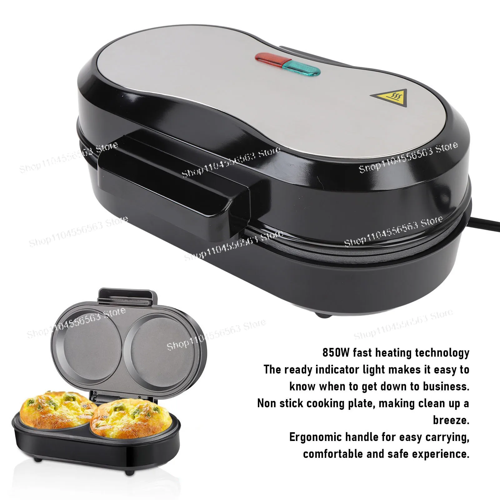 Omelette Maker Non Stick Double Mini Pancakes Maker Burger Breakfast Machine Small Electric Grill Ideal for Breakfast Lunch