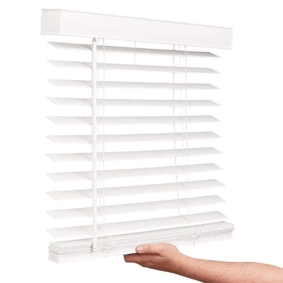 

Cordless Faux Wood Blinds, 35 Wide x 60 Long, Smooth, Snow White, 2 Inch Horizontal Blinds for Living Room, Bedroom, Interior Do