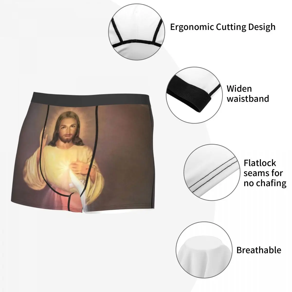 Custom Male Cool Divine Mercy Underwear Religion Christian Jesus Boxer Briefs Soft Shorts Panties Underpants