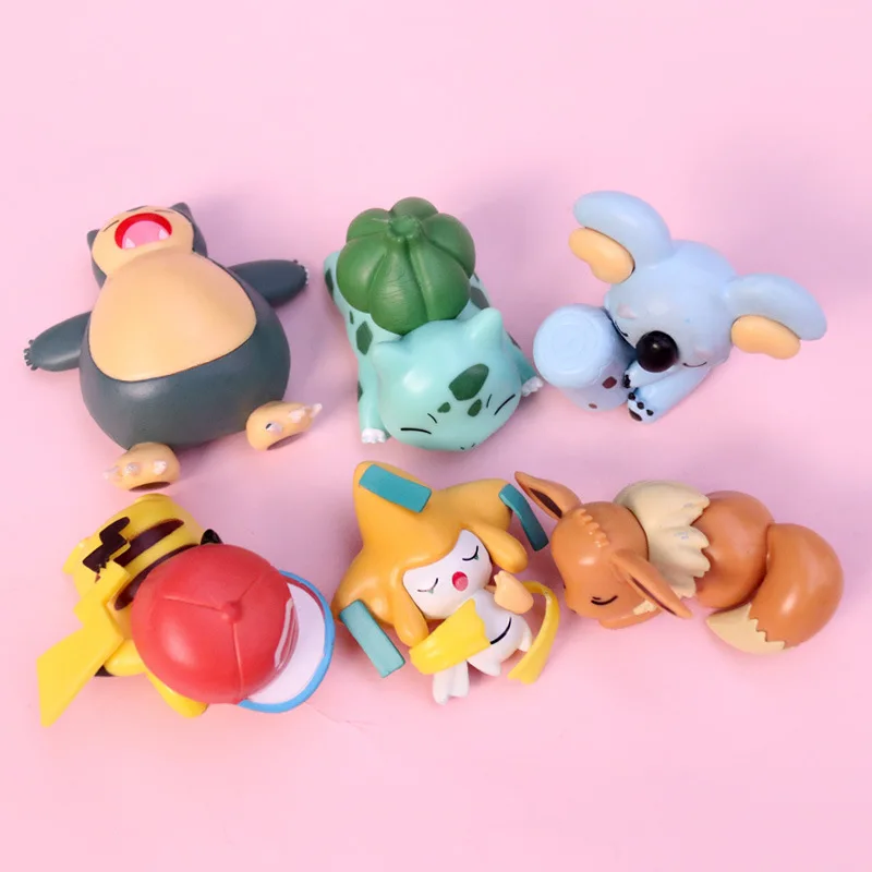 

【 Spot 】5pcs Pokemon Nap Series Mini Figure Accessories Anime Figurine Car Interior Ornament Doll Model Desktop Decor Collection