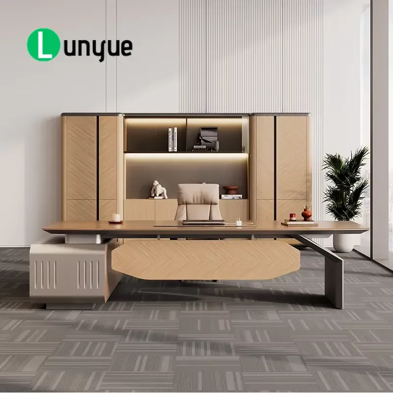 Eco-friendly Solid Wood Administrative Desk Large Storage Stable Modern Simple Modular Design Suitable for Commercial Office