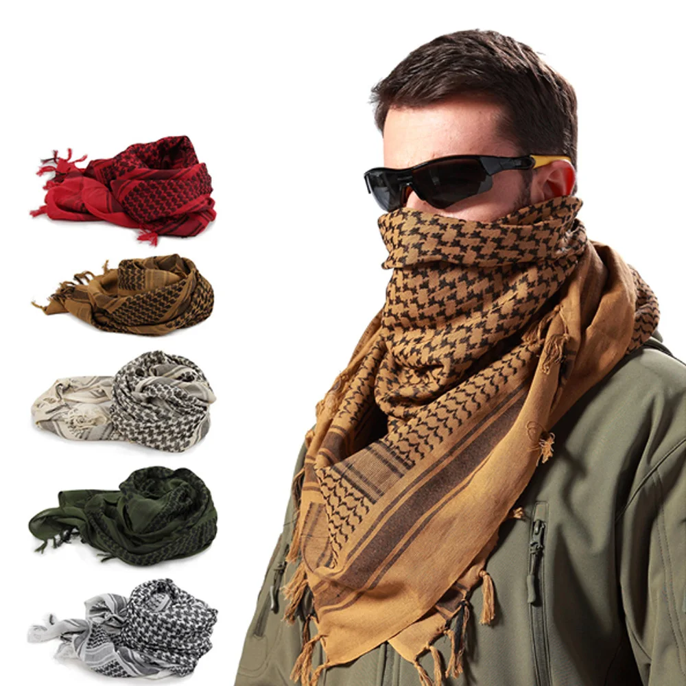 Men Women Tacticals Arab Scarf Fashion Lightweight Hijab Scarf Spring Army Plaid Head Scarf Keep Warm Scarfs Outdoor Equipment