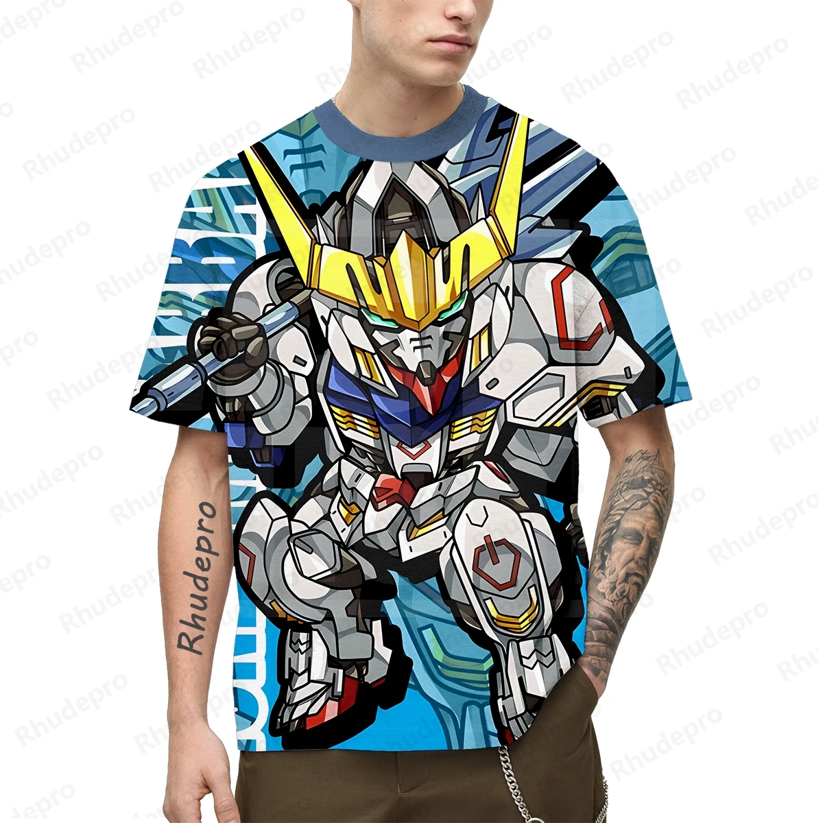 Camiseta masculina Gundam Trend, roupas de grandes dimensões, tops curtos de cosplay, Hip Hop, Y2K, 100 a 5XL, novo, 2024