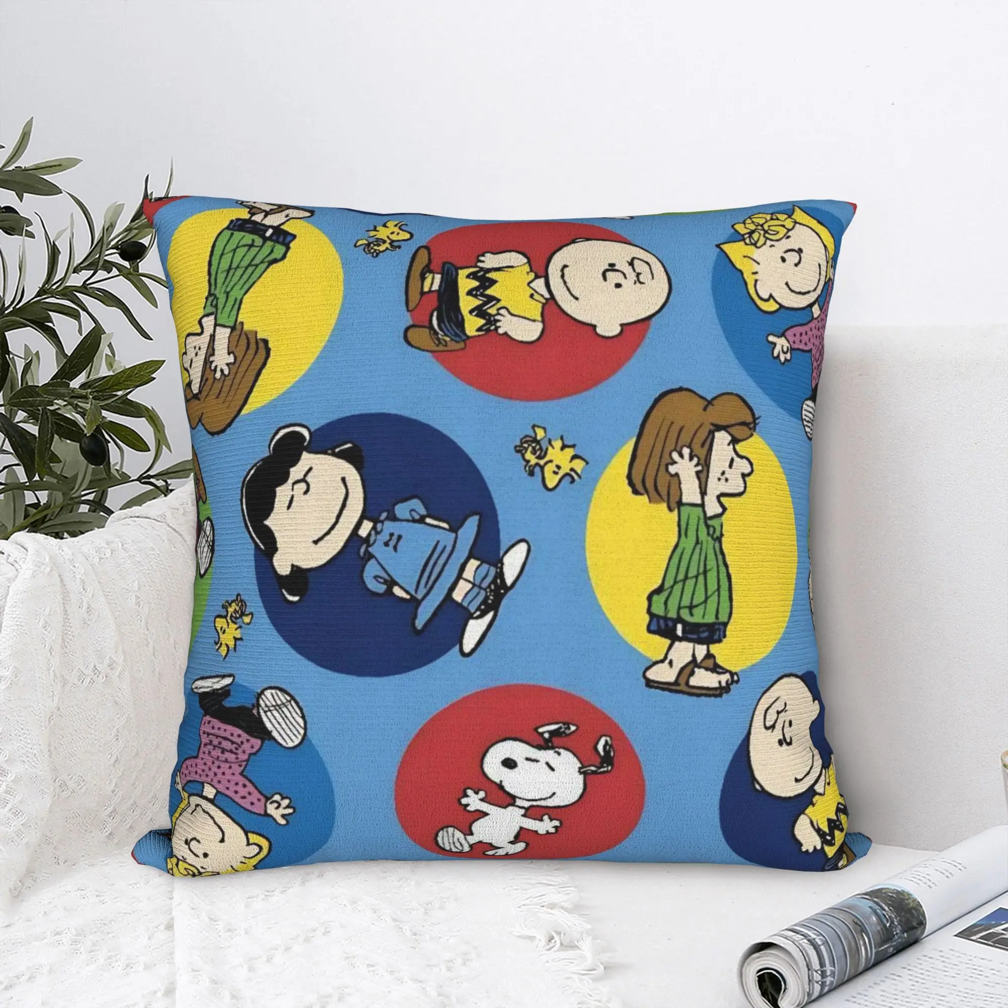 Cartoon Cute S-Snoopys Square Pillow Covers Polyester Car  Cushion Cover Creative Decorative Throw Pillow Case 45*45