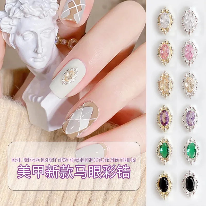 5Pcs New Quality Horse Eyes Nail Designs Charms Luxury Zircon Nail Art Charms Jewelry For Nail Art Multi-Colors Gems Charms