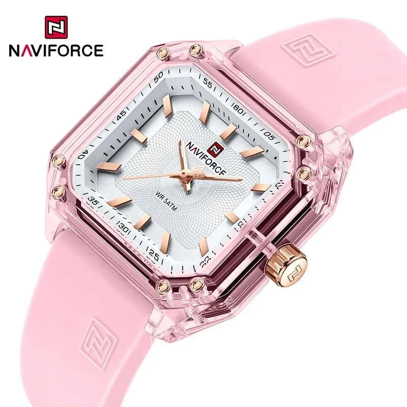 NAVIFORCE 7106 Ladies Watch Quartz Wristwatches Sports Watches for Women 5ATM Waterproof Silicone Strap Women Watch Reloj Mujer