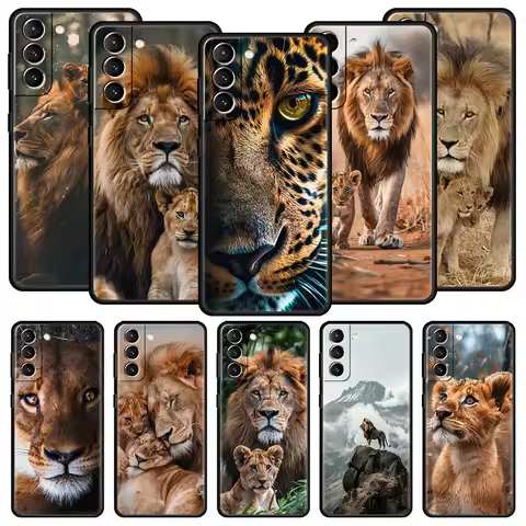 Lion Alpha Male Cub Phone Case For Samsung Galaxy S24 S23 S22 S20 Ultra S21 FE 5G S10 S9 Plus S10E S8 Soft Cover
