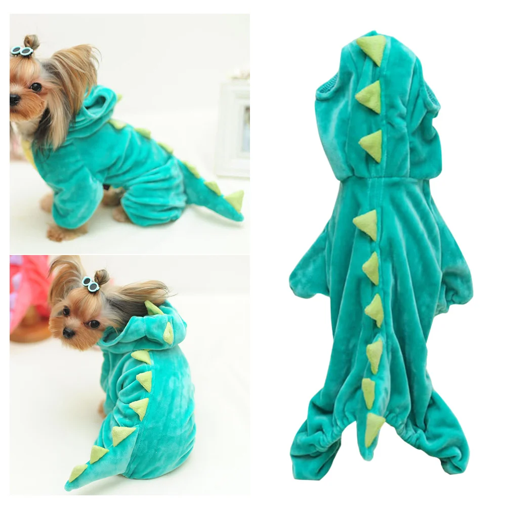 Dinosaur Four-Leg Costume Size Cute Velour Dog Clothes For Winter Halloween Party Wear Lightweight Comfortable Pet