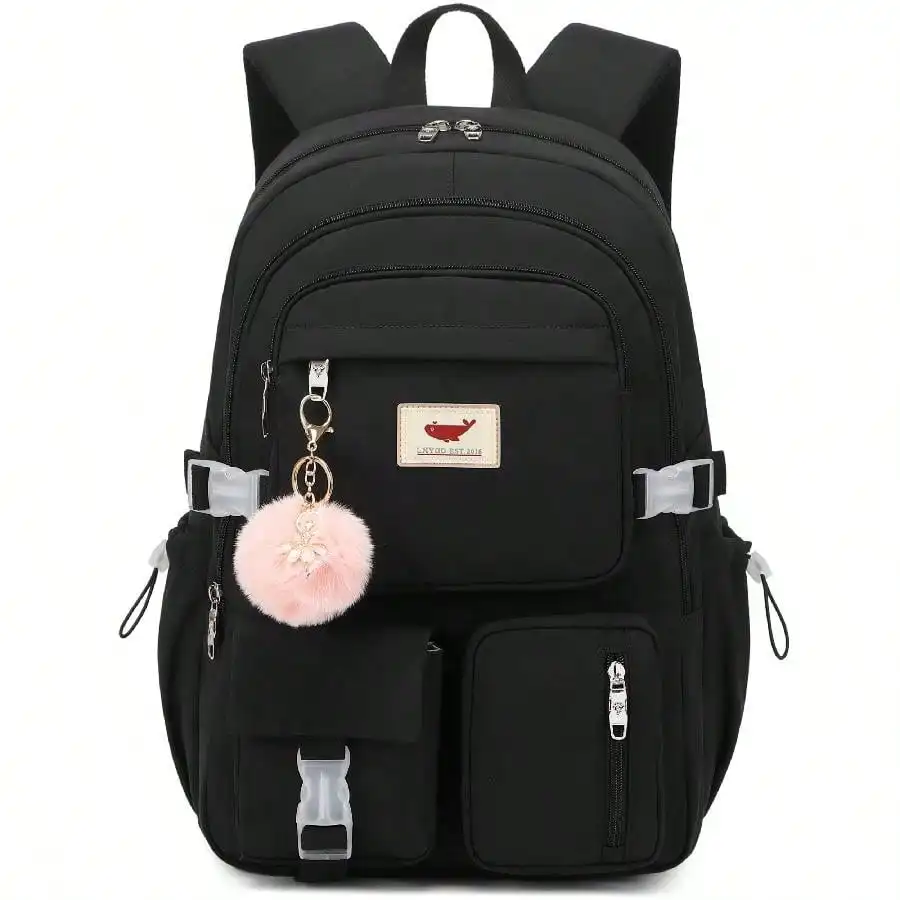 15.6‑Inch Laptop Backpack,Anti‑Theft Large Capacity College Bookbag for Women Students,Black Multi‑Compartment Travel Back Pack,Durable Daypack Notebook Computer Bag for Campus,Commuter,Business,Overnight Weekend Travel Daily Use