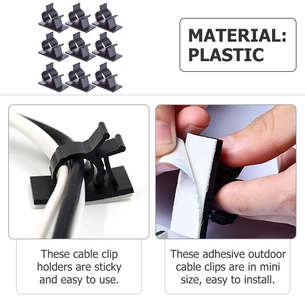 

100 Pcs Wiring Fixing Lock Wire Clip Removable Cable Clips Cord Management Adhesive Fixer Organizer Plastic Holder