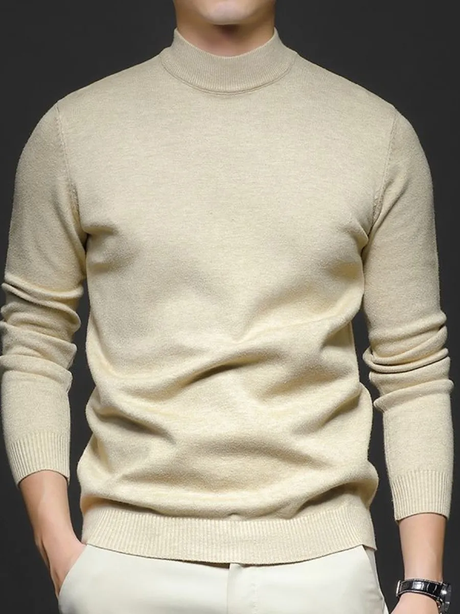 

2025 Winter New Arrival Men's Camere Sweater Pure Color Knitted f High Collar Base Layer Warmth ential Casual Wear