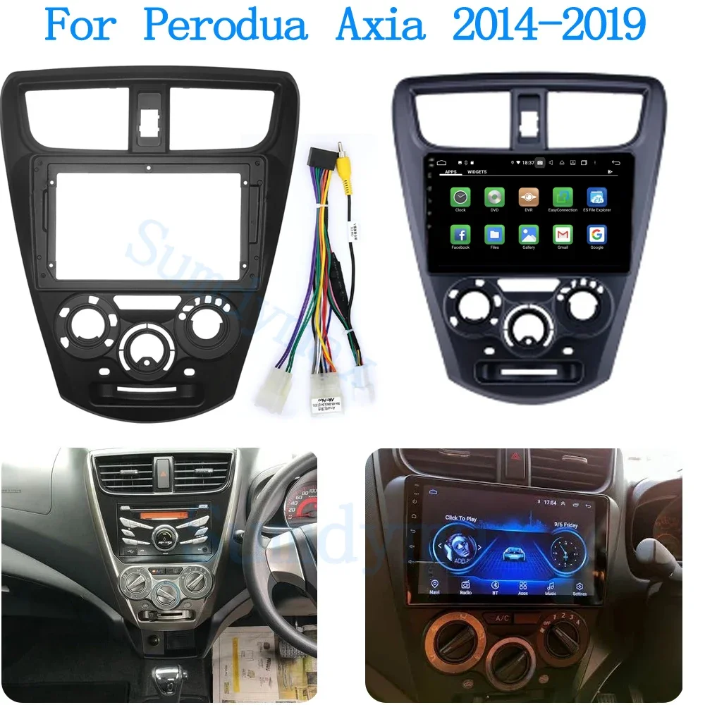 9inch Car Radio Frame Fascias Navigation Panel power cable For Perodua Axia 2014-2019 Android Screen Dask Kit Fascia Frame