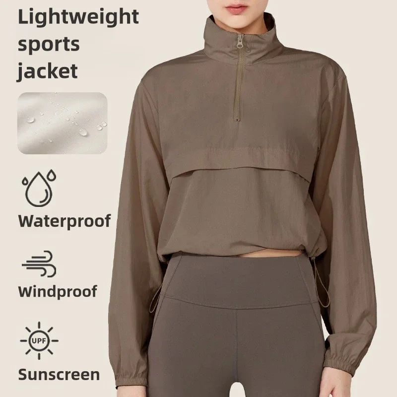 

UFO022 Women's Lightweight Windbreaker Sports Set Sun Protection Loose Fit Athletic Jacket Casual Yoga Running Wear