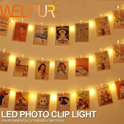 LED String Lights Photo Clip USB Outdoor Battery Operated Garland Christmas Decoration Holiday Party Wedding Xmas Fairy Lights