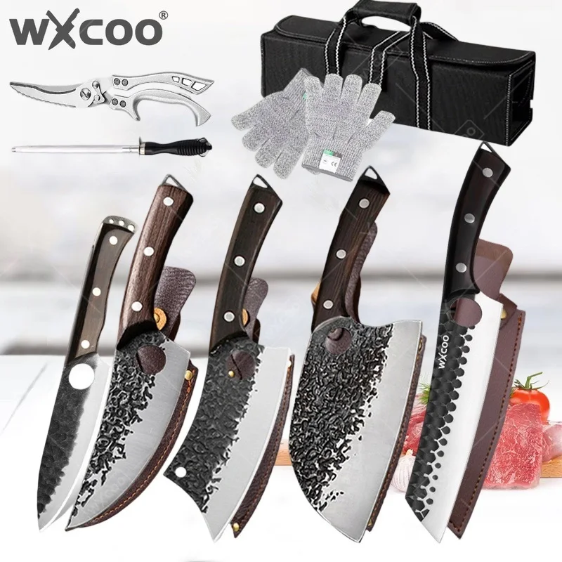 WXCOO HandForged MeatCleaver Multifunctional KitchenKnife Set MeatCutting FruitSlicing ButcherKnife KitchenSupplies