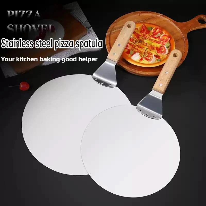 10 Inch Stainless Steel Wooden Handle Pizza Shovel,large Shovel Surface,can Be Hung,transferred Cake,pancake Transfer Tray Tool
