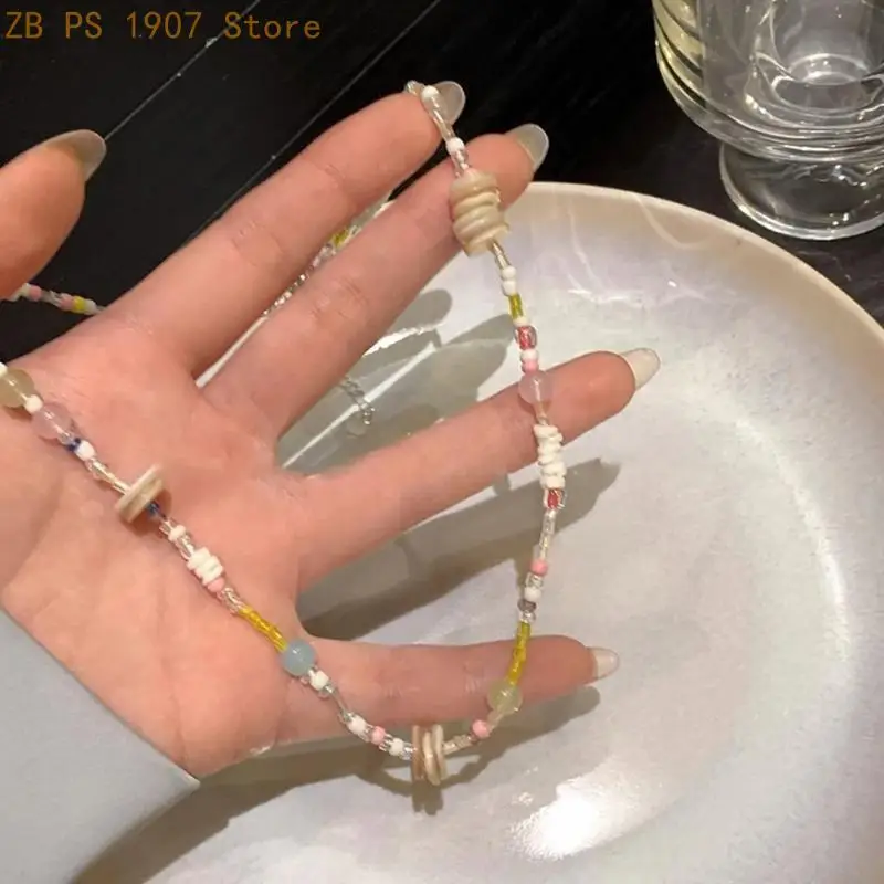 Stylish Beaded Choker Necklace Fashionable Neck Jewelry Resin Material Bohemian Beads Choker Perfect Gift for Women Girl 55KA