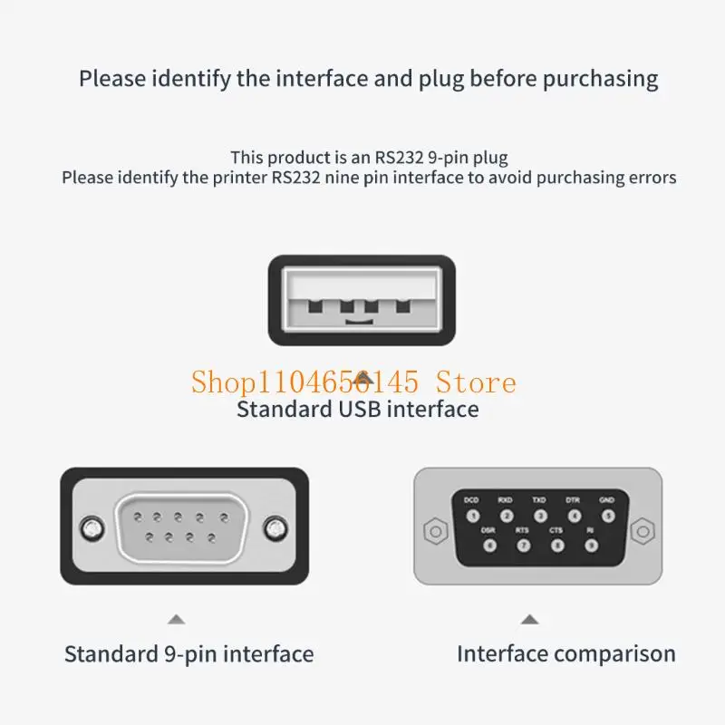 5asd USB to Serial RS232 Converter Cable Efficient and Convenient USB Port DB9 Pin Connector For Printers Windows8/10