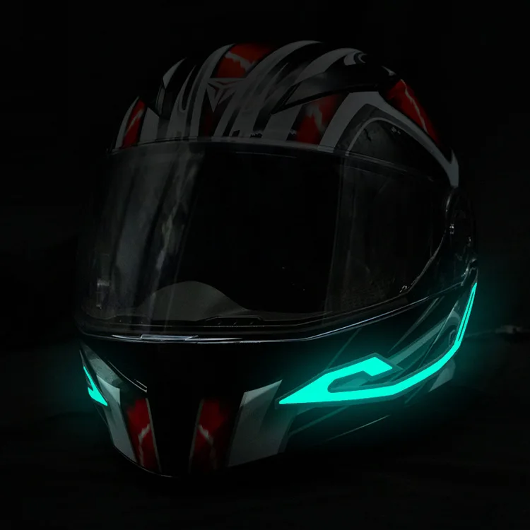 Tira de luz fría para casco de motocicleta, luz decorativa de advertencia para conducción nocturna, carga