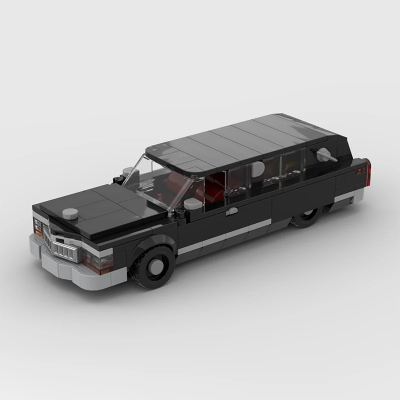 

319 деталей MOC: Классическая модель автомобиля-катафалка Cadillac DeVille 1976 года, конструктор, креативные строительные блоки, игрушка, подарок на Рождество для детей