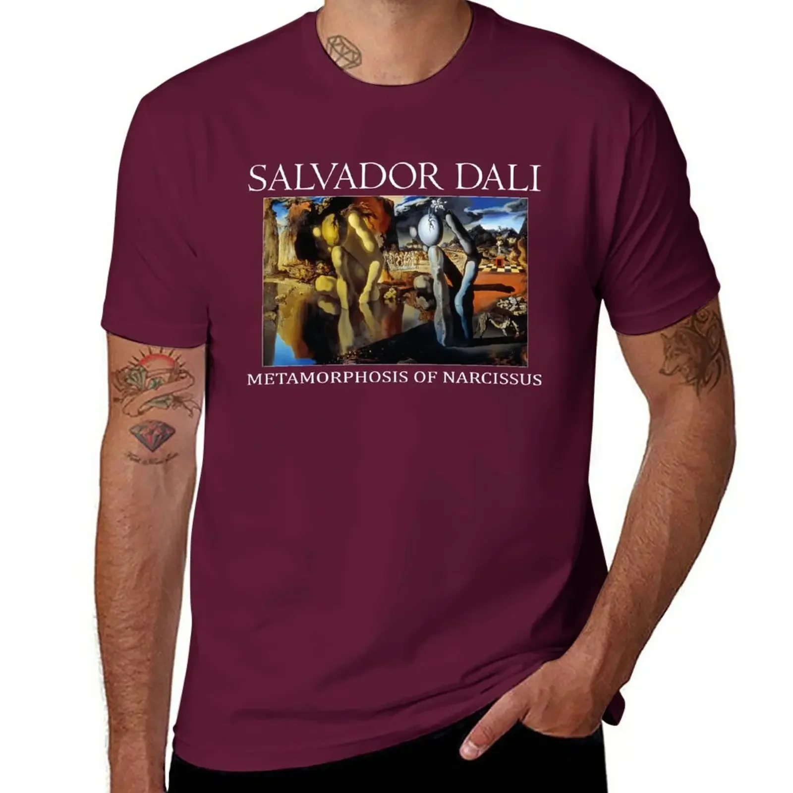 T-shirt vintage pour hommes, métamorphose de Narcisse (Salvador Dalí), impression animale pour garçons, vêtements pour hommes