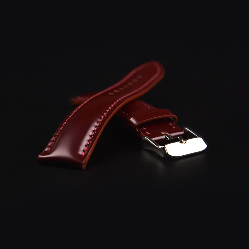 FUYIJIA Top Pin Buckle Horse Hip Skin Cordovan Watchbands Handmade Bending And Shaping Strap 16MM 18MM 20MM Genuine Leather Belt