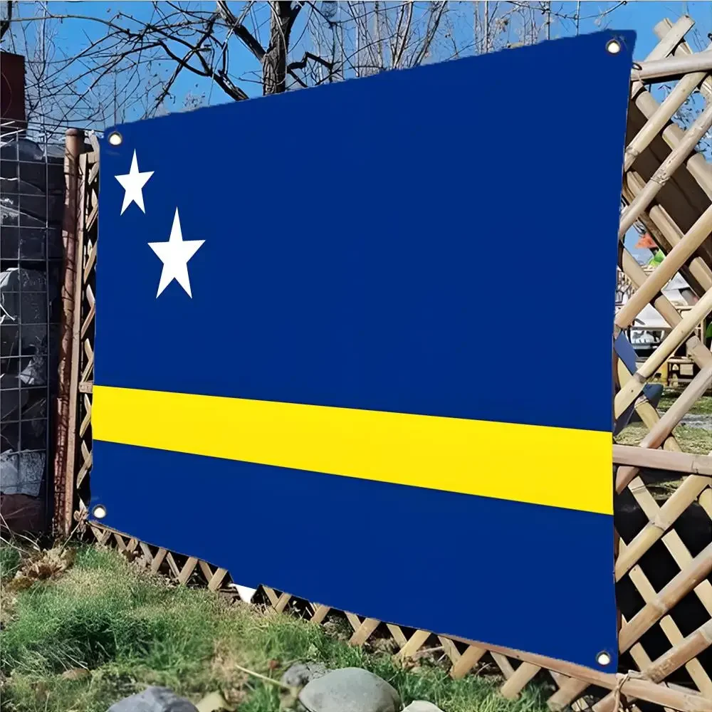 Flag of Curacao Flags Daily four ring borderless design indoor outdoor decor easy hang install